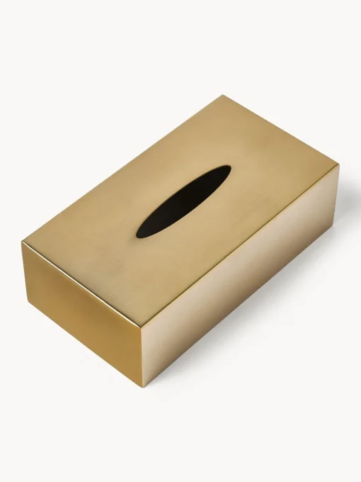 Accesorios De Baño|Jarrones>Westwing Collection Caja de pañuelos de metal Halston Dorado