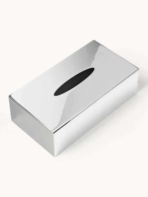 Accesorios De Baño|Jarrones>Westwing Collection Caja de pañuelos de metal Halston Plateado