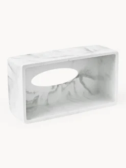 Accesorios De Baño|Jarrones>Westwing Collection Caja de pañuelos en look mármol Kyle Blanco en look mármol