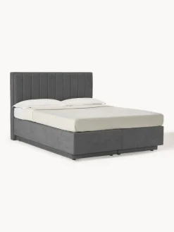 Camas Continentales|Camas>Westwing Collection Cama continental con espacio de almacenamiento Livia Tejido fino gris oscuro