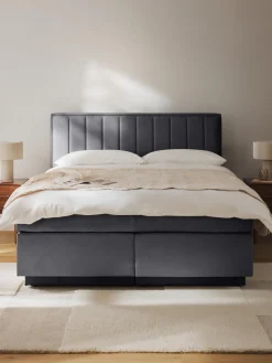 Camas Continentales|Camas>Westwing Collection Cama continental con espacio de almacenamiento Livia Tejido fino gris oscuro