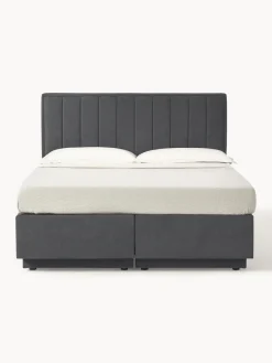 Camas Continentales|Camas></noscript>Westwing Collection Cama continental con espacio de almacenamiento Livia Tejido fino gris oscuro