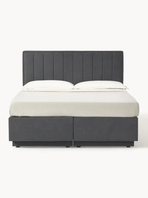 Camas Continentales|Camas>Westwing Collection Cama continental con espacio de almacenamiento Livia Tejido fino gris oscuro