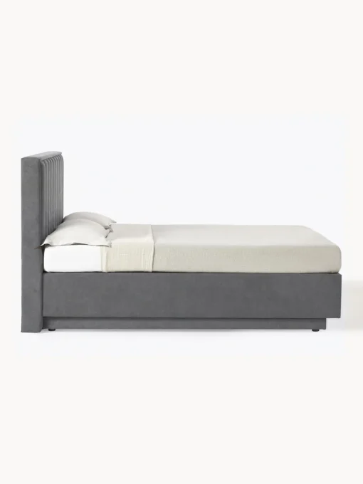 Camas Continentales|Camas>Westwing Collection Cama continental con espacio de almacenamiento Livia Tejido fino gris oscuro