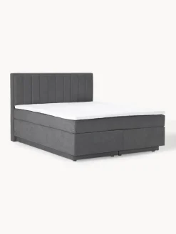 Camas Continentales|Camas></noscript>Westwing Collection Cama continental con espacio de almacenamiento Livia Tejido fino gris oscuro