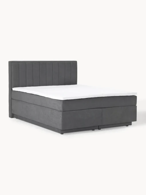 Camas Continentales|Camas>Westwing Collection Cama continental con espacio de almacenamiento Livia Tejido fino gris oscuro