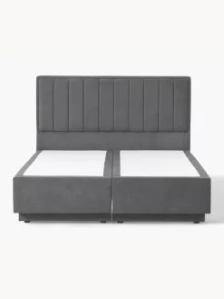 Camas Continentales|Camas></noscript>Westwing Collection Cama continental con espacio de almacenamiento Livia Tejido fino gris oscuro