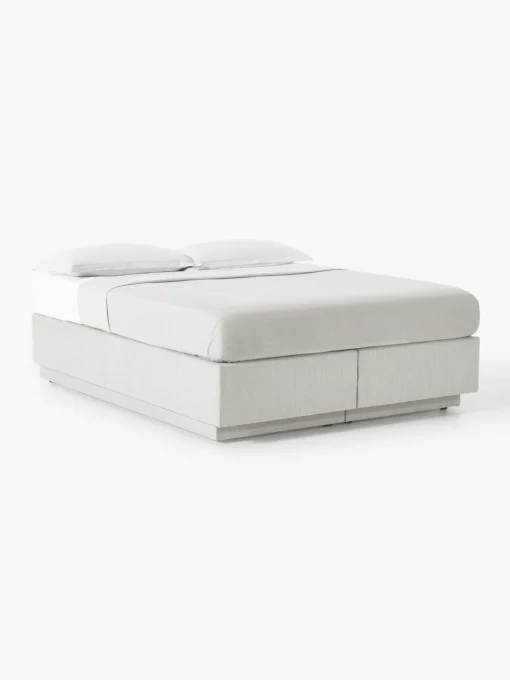 Camas Continentales|Camas>Westwing Collection Cama continental con espacio de almacenamiento Enya Tejido jaspeado greige