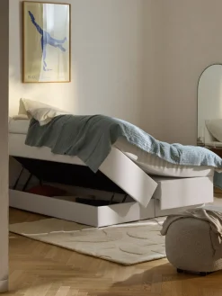 Camas Continentales|Camas>Westwing Collection Cama continental con espacio de almacenamiento Enya Tejido jaspeado greige
