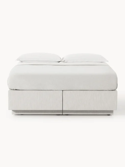 Camas Continentales|Camas>Westwing Collection Cama continental con espacio de almacenamiento Enya Tejido jaspeado greige