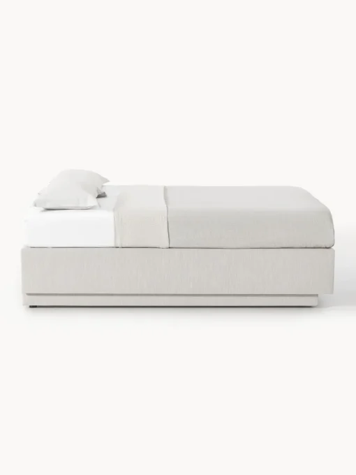 Camas Continentales|Camas>Westwing Collection Cama continental con espacio de almacenamiento Enya Tejido jaspeado greige