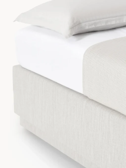 Camas Continentales|Camas>Westwing Collection Cama continental con espacio de almacenamiento Enya Tejido jaspeado greige