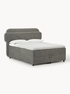 Camas Continentales|Camas>Westwing Collection Cama continental con espacio de almacenamiento Enrica Tejido gris oscuro