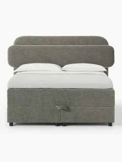 Camas Continentales|Camas>Westwing Collection Cama continental con espacio de almacenamiento Enrica Tejido gris oscuro