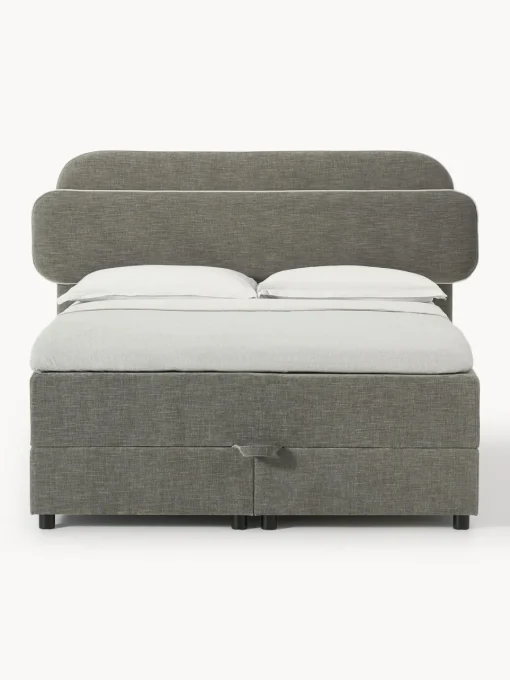 Camas Continentales|Camas>Westwing Collection Cama continental con espacio de almacenamiento Enrica Tejido gris oscuro