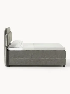 Camas Continentales|Camas></noscript>Westwing Collection Cama continental con espacio de almacenamiento Enrica Tejido gris oscuro