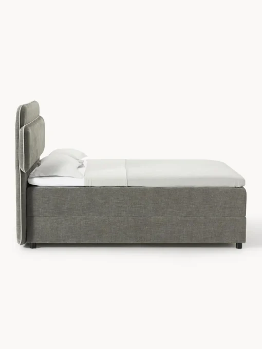 Camas Continentales|Camas>Westwing Collection Cama continental con espacio de almacenamiento Enrica Tejido gris oscuro