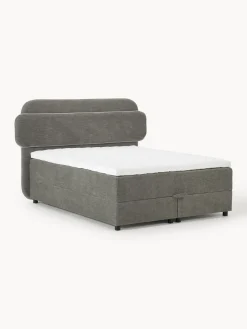 Camas Continentales|Camas></noscript>Westwing Collection Cama continental con espacio de almacenamiento Enrica Tejido gris oscuro