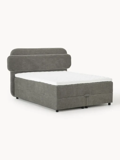 Camas Continentales|Camas>Westwing Collection Cama continental con espacio de almacenamiento Enrica Tejido gris oscuro