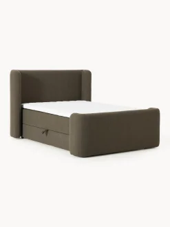 Cama continental en tejido bouclé con espacio de almacenamiento Perla Camas Continentales|Camas