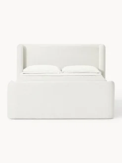Camas Continentales|Camas></noscript>Westwing Collection Cama continental en tejido bouclé Perla Bouclé blanco Off White
