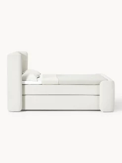Camas Continentales|Camas></noscript>Westwing Collection Cama continental en tejido bouclé Perla Bouclé blanco Off White