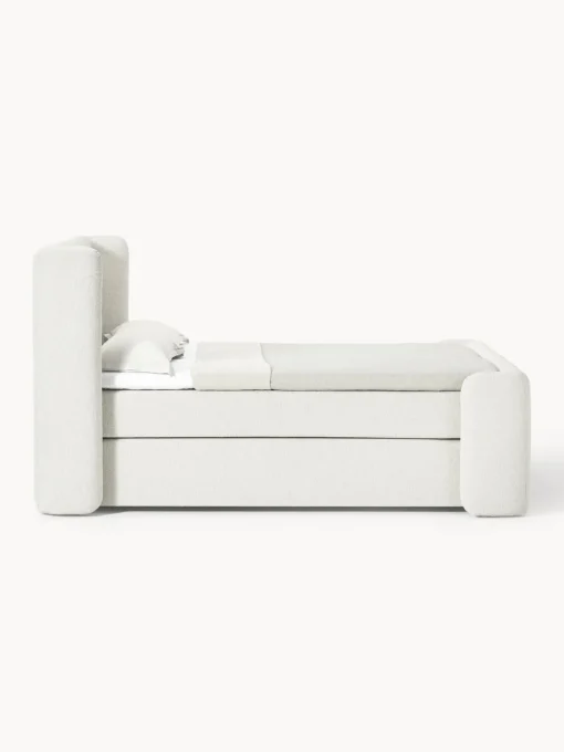 Camas Continentales|Camas>Westwing Collection Cama continental en tejido bouclé Perla Bouclé blanco Off White