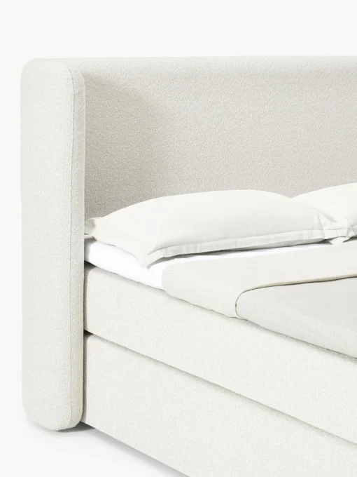 Camas Continentales|Camas>Westwing Collection Cama continental en tejido bouclé Perla Bouclé blanco Off White