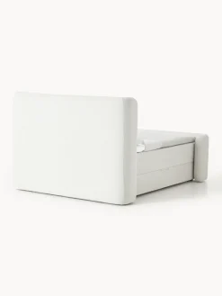 Camas Continentales|Camas></noscript>Westwing Collection Cama continental en tejido bouclé con espacio de almacenamiento Perla Bouclé blanco Off White