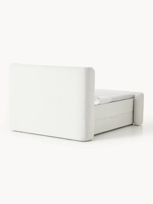 Camas Continentales|Camas>Westwing Collection Cama continental en tejido bouclé con espacio de almacenamiento Perla Bouclé blanco Off White