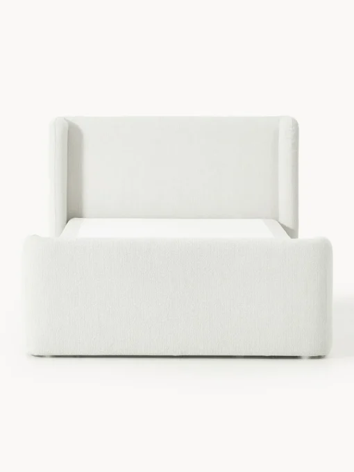 Camas Continentales|Camas>Westwing Collection Cama continental en tejido bouclé con espacio de almacenamiento Perla Bouclé blanco Off White