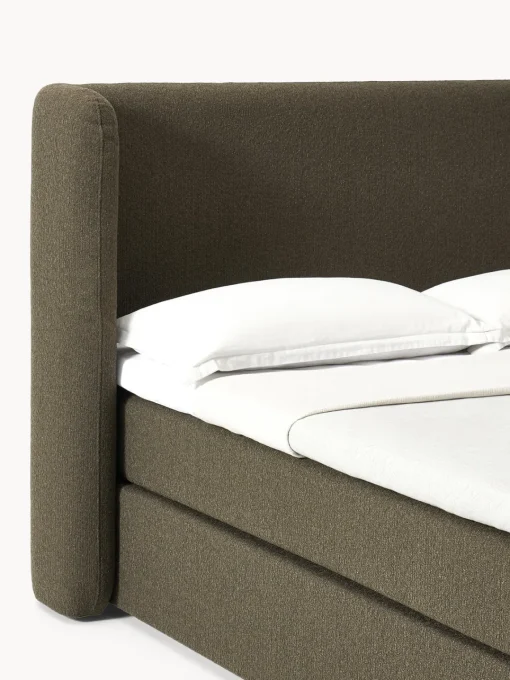 Camas Continentales|Camas>Westwing Collection Cama continental en tejido bouclé Perla Bouclé verde oliva