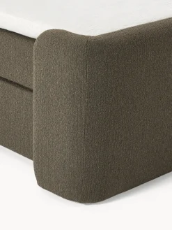 Camas Continentales|Camas></noscript>Westwing Collection Cama continental en tejido bouclé Perla Bouclé verde oliva