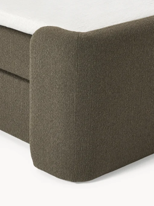 Camas Continentales|Camas>Westwing Collection Cama continental en tejido bouclé Perla Bouclé verde oliva