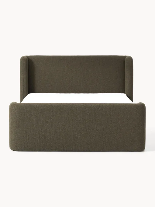 Camas Continentales|Camas>Westwing Collection Cama continental en tejido bouclé Perla Bouclé verde oliva
