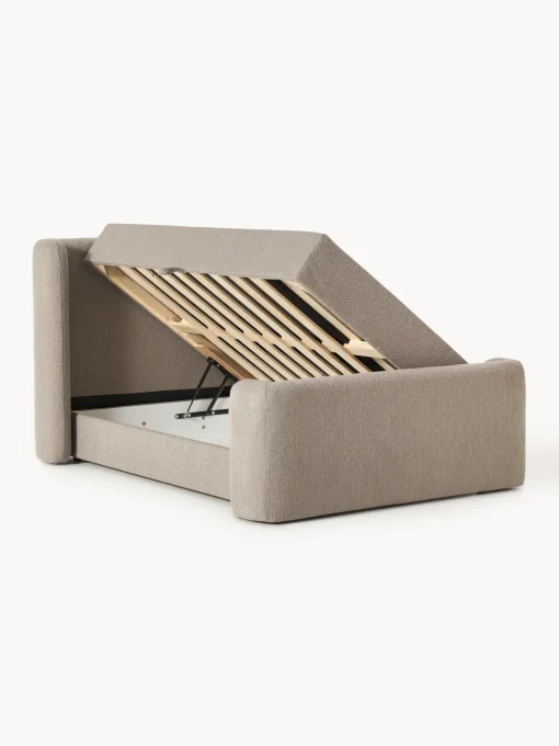 Discount Cama continental en tejido bouclé con espacio de almacenamiento Perla Camas Continentales|Camas