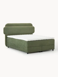 Camas Continentales|Camas></noscript>Westwing Collection Cama continental Enrica Tejido verde oscuro
