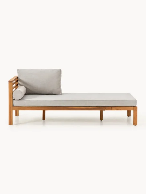 Tumbonas|Muebles De Jardín>Westwing Collection Cama de jardín de madera de acacia Bo Tejido gris claro, madera de acacia clara