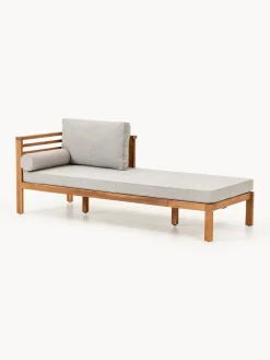 Tumbonas|Muebles De Jardín>Westwing Collection Cama de jardín de madera de acacia Bo Tejido gris claro, madera de acacia clara
