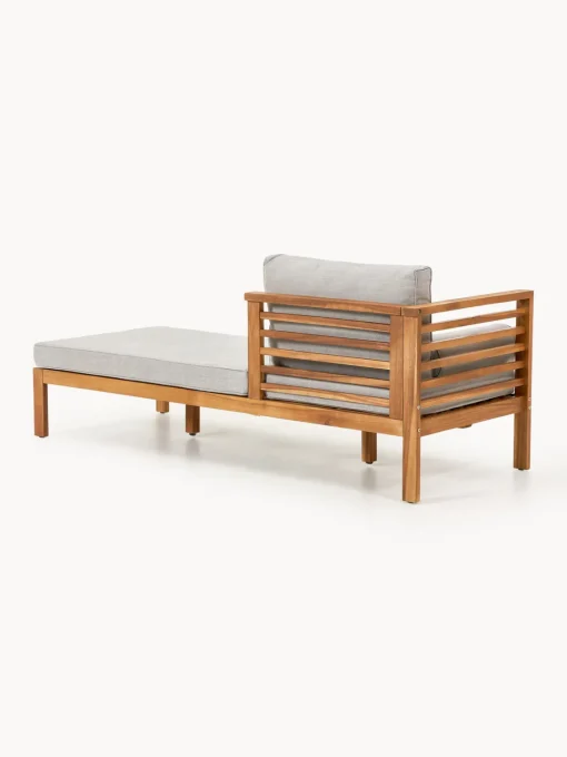 Tumbonas|Muebles De Jardín>Westwing Collection Cama de jardín de madera de acacia Bo Tejido gris claro, madera de acacia clara