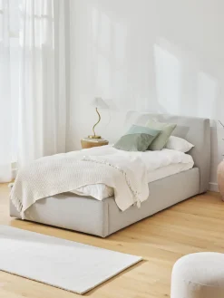 Camas Individuales|Camas Tapizadas>Westwing Collection Cama individual Cloud Tejido fino gris claro