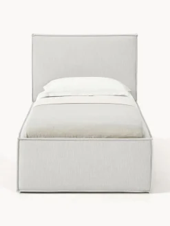 Camas Individuales|Camas Tapizadas></noscript>Westwing Collection Cama individual con espacio de almacenamiento Dream Tejido jaspeado greige