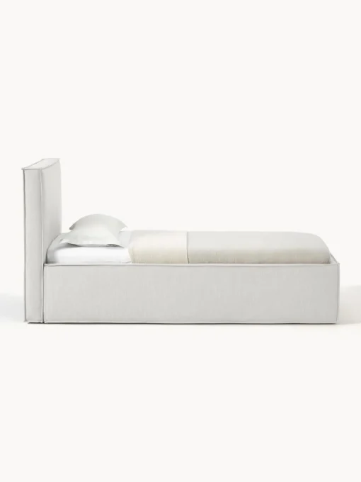 Camas Individuales|Camas Tapizadas>Westwing Collection Cama individual con espacio de almacenamiento Dream Tejido jaspeado greige