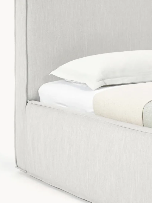 Camas Individuales|Camas Tapizadas>Westwing Collection Cama individual con espacio de almacenamiento Dream Tejido jaspeado greige