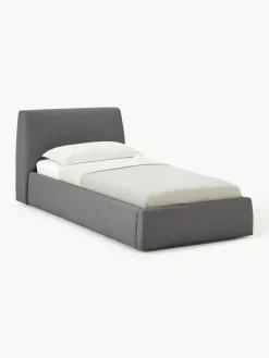 Camas Individuales|Camas Tapizadas>Westwing Collection Cama individual con espacio de almacenamiento Cloud Tejido fino gris antracita