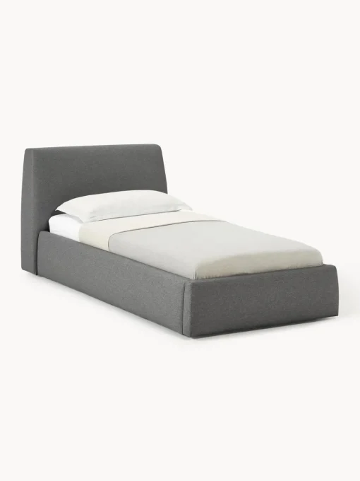 Camas Individuales|Camas Tapizadas>Westwing Collection Cama individual con espacio de almacenamiento Cloud Tejido fino gris antracita