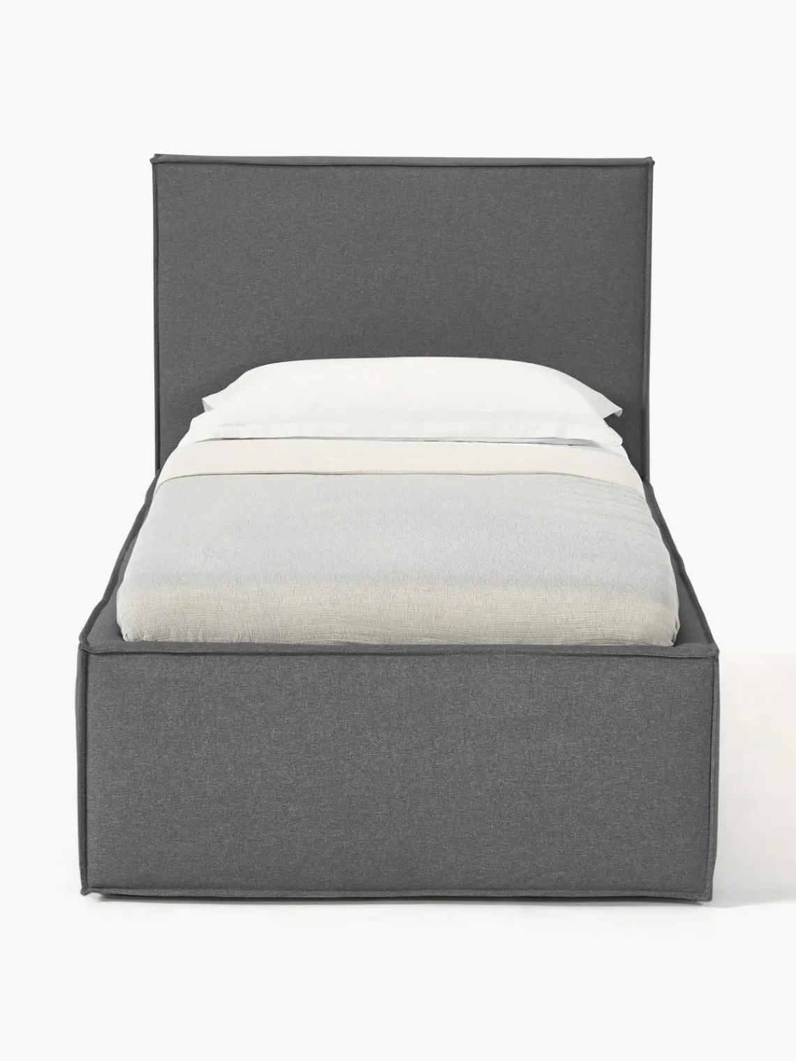 Camas Individuales|Camas Tapizadas>Westwing Collection Cama individual con espacio de almacenamiento Dream Tejido fino gris antracita