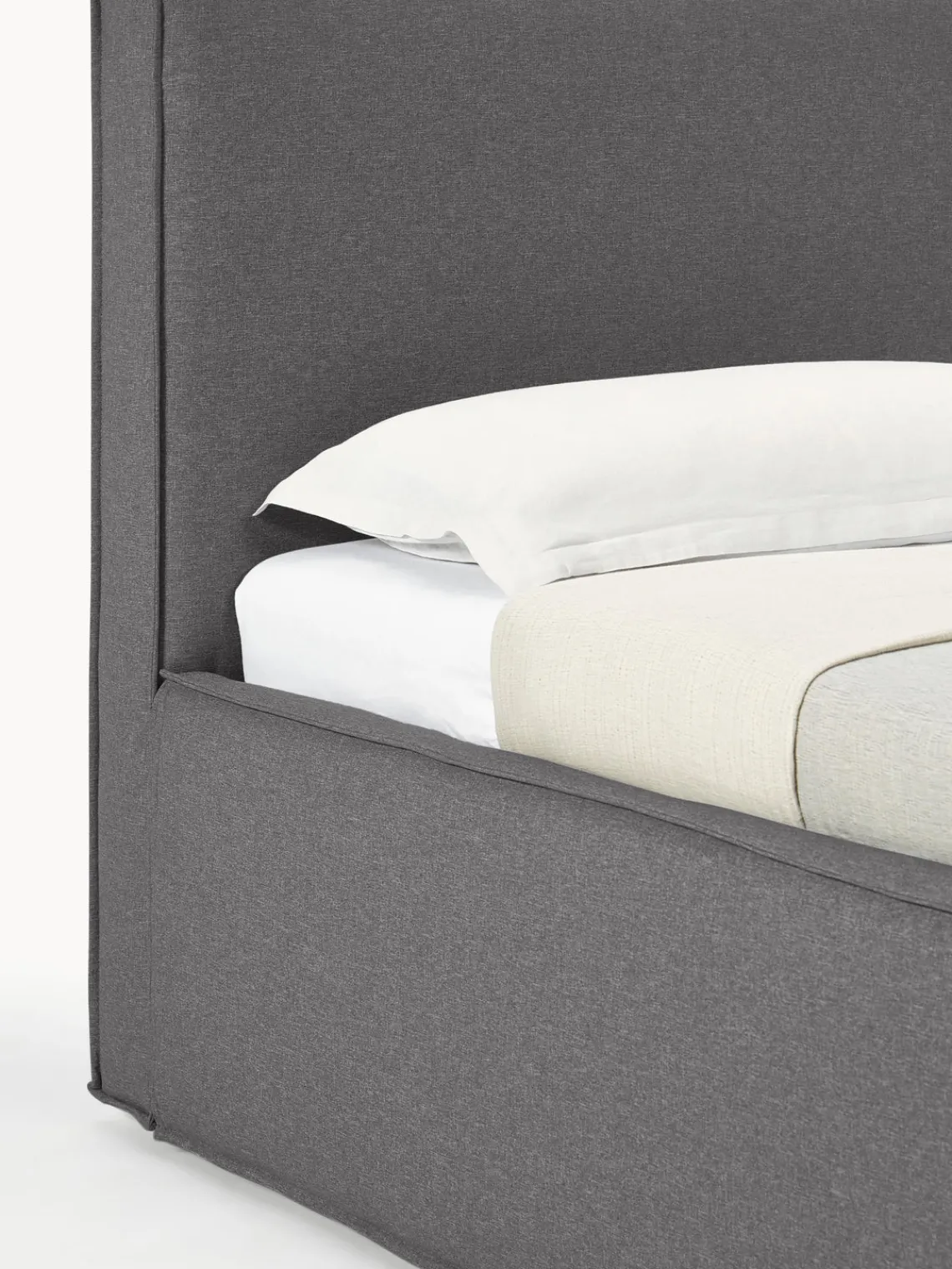 Camas Individuales|Camas Tapizadas>Westwing Collection Cama individual con espacio de almacenamiento Dream Tejido fino gris antracita