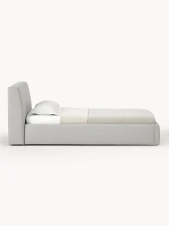 Camas Individuales|Camas Tapizadas>Westwing Collection Cama individual con espacio de almacenamiento Cloud Tejido fino gris claro