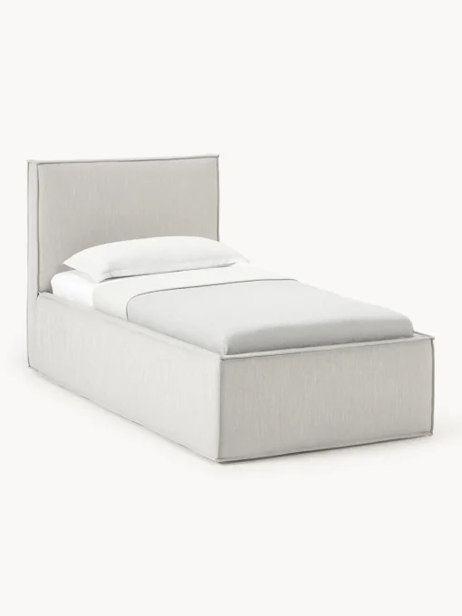 Camas Individuales|Camas Tapizadas>Westwing Collection Cama individual Dream Tejido jaspeado greige
